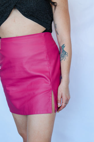 Pennie Pink Leather Skirt